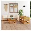 Image de Salon de jardin 6 pcs avec coussin Crème Bois d acacia solide