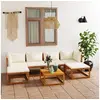 Image de Salon de jardin modulable bois massif beige 3 pieces 6 personnes