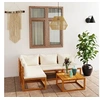Image de Salon de jardin 5 pcs avec coussin Crème Bois d acacia solide