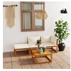 Image de Salon de jardin 4 pcs avec coussin Crème Bois d acacia solide