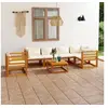 Image de Salon de jardin 7 pcs avec coussin Crème Bois d acacia solide