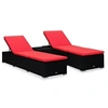 Image de Chaises longues de jardin table à thé 3 pcs Résine tressée Noir