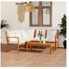 Image de Salon de jardin 4 pcs avec coussin Crème Bois d acacia solide