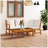 Image de Salon de jardin 4 pcs avec coussin Crème Bois d acacia solide