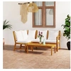 Image de Salon de jardin 4 pcs avec coussin Crème Bois d acacia solide