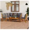 Image de Salon de jardin modulable bois massif gris 5 pieces 60.5 x 100 x 81 6 personnes
