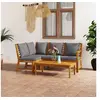 Image de Salon de jardin 4 pcs avec coussin Bois d acacia solide