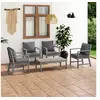 Image de Salon de jardin 5 pcs avec coussin Bois d acacia solide Gris