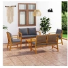 Image de Salon de jardin modulable gris 6 personnes bois massif 100.0 x 50 x 33 cm 5 pieces