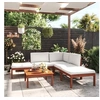 Image de Salon de jardin 6 pcs avec coussins Crème Bois d acacia solide