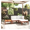 Image de Salon de jardin 4 pcs avec coussins Crème Bois d acacia solide