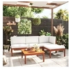 Image de Salon de jardin 5 pcs avec coussins Crème Bois d acacia solide