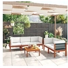 Image de Salon de jardin 6 pcs avec coussins Crème Bois d acacia solide