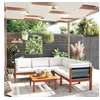 Image de Salon de jardin 6 pcs avec coussins Crème Bois d acacia solide