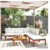 Image de Salon de jardin 6 pcs avec coussins Crème Bois d acacia solide