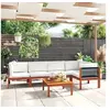 Image de Salon de jardin 6 pcs avec coussins Crème Bois d acacia solide