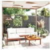 Image de Salon de jardin 5 pcs avec coussins Crème Bois d acacia solide