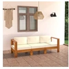Image de Canapé de jardin 3 places et coussins blanc crème Bois d acacia