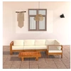 Image de Salon de jardin 6 pcs avec coussins blanc crème Bois d acacia