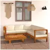 Image de Salon de jardin 6 pieces bois 3 personnes 63 x 100 x 60 cm beige