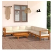 Image de Salon de jardin 8 pcs avec coussins blanc crème Bois d acacia