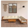 Image de Salon de jardin 9 pcs avec coussins blanc crème Bois d acacia