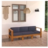 Image de Canapé de jardin 3 places et coussins gris foncé Acacia massif