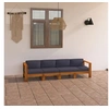 Image de Canapé de jardin 4 places et coussins gris foncé bois d acacia