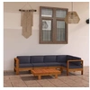 Image de Salon de jardin 6 pcs avec coussins gris foncé Bois d acacia