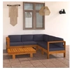 Image de Salon de jardin 6 pcs avec coussins gris foncé Bois d acacia