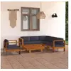 Image de Salon de jardin 7 pcs avec coussins gris foncé Bois d acacia