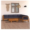 Image de Salon de jardin 7 pcs avec coussins gris foncé Bois d acacia