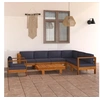 Image de Salon de jardin 8 pcs avec coussins gris foncé Bois d acacia