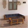Image de Ensembles de bancs. canapes et tables de jardin bois massif gris 8 pieces x 63 x 60 8 personnes
