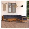 Image de Salon de jardin 8 pcs avec coussins gris foncé Bois d acacia