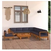 Image de Salon de jardin 9 pcs avec coussins gris foncé Bois d acacia
