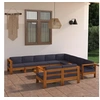 Image de Ensembles de bancs. canapes et tables de jardin bois massif gris 10 pieces x 63 x 60 10 personnes