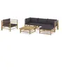 Image de Salon de jardin modulable bambou 3 personnes 6 pieces