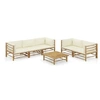 Image de Salon de jardin modulable bambou beige 5 pieces 5 personnes