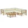 Image de Salon de jardin modulable bambou beige 6 pieces 70 x 65 x 60 cm 5 personnes