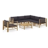 Image de Salon de jardin 7 pcs avec coussins gris foncé bambou