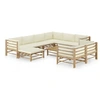 Image de Salon de jardin 10 pcs avec coussins blanc crème bambou