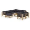 Image de Salon de jardin 10 pcs avec coussins gris foncé bambou