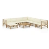 Image de Salon de jardin 9 pcs avec coussins blanc crème bambou