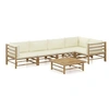 Image de Salon de jardin modulable bambou beige 6 pieces 70 x 65 x 60 6 personnes
