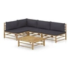Image de Salon de jardin modulable 5 pieces gris bambou 70 x 65 x 60 cm 4 personnes