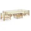 Image de Salon de jardin modulable bambou beige 6 personnes 70 x 65 x 60 cm 7 pieces