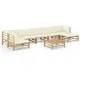 Image de Salon de jardin 8 pcs avec coussins blanc crème bambou