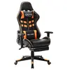 Image de Chaise de jeu avec repose-pied Noir et orange Cuir artificiel