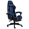 Image de Racestoel met voetensteun kunstleer zwart en blauw20526